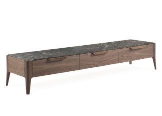 An Image of Porada Atlante TV Unit Walnut & Emperador Marble