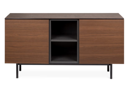 An Image of Heal's Massa Sideboard Bronze Ceramic Top Walnut