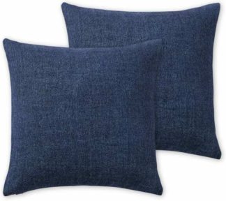 An Image of Adra Set of 2 100% Linen Cushions, 50 x 50cm, Indigo Blue