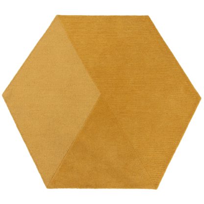 An Image of Rebel Wool Hexagon Rug Yellow