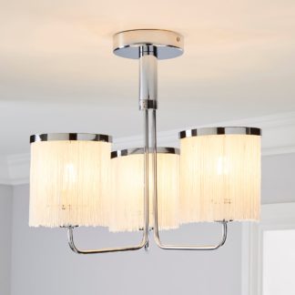 An Image of Jaz 3 Light Fringe Ivory Ceiling Fitting Cream and Silver