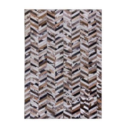 An Image of Jesse Faux Hide Rug Grey, Brown and White