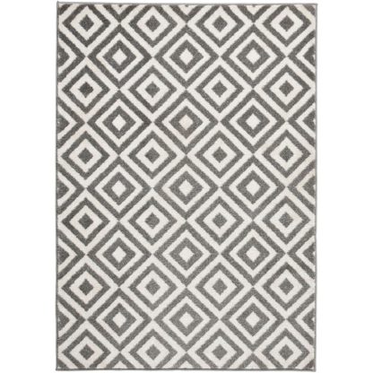 An Image of Grey Diamond Matrix Rug Grey