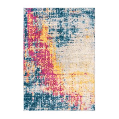 An Image of Galaxy Abstract Multi Rug Blue, Yellow and Pink