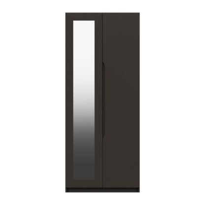 An Image of Legato 2 Door Mirrored Wardrobe Dark Grey