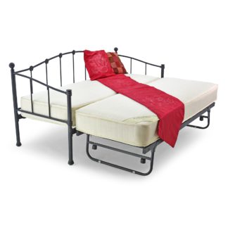 An Image of Paris Underbed Small Single Metal Bed Frame Ivory Black