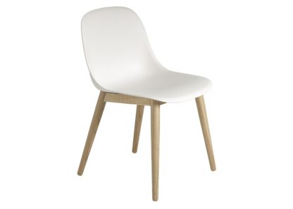 An Image of Muuto Fiber Side Chair Wood Base Normal Shell Dusty Green