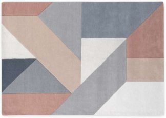 An Image of Holden Geometric Hand Tufted Wool Rug, X Large, 200 x 300cm, Neutral Pink