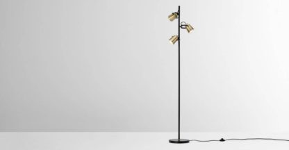 An Image of Seppo Floor Lamp, Black and Antique Brass