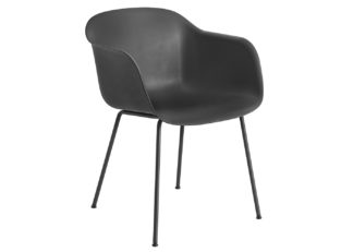 An Image of Muuto Fiber Armchair Tube Base Normal Shell Black/Black