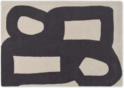 c9ba5a6d65a7ee9adb0b21613bed79959eac14030c69921ed74461f0a944b320.jpg An Image of Maali Handtufted Wool Rug, Large 160 x 230cm, Ecru & Charcoal Grey