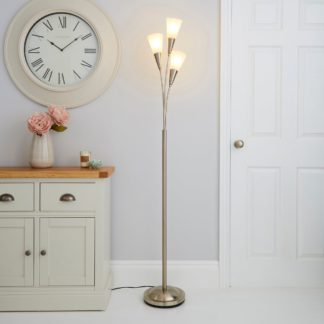 An Image of Marble Glass Satin Nickel Floor Lamp Silver