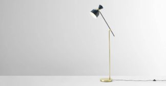 An Image of Keeva Floor Lamp, Navy & Brushed Brass