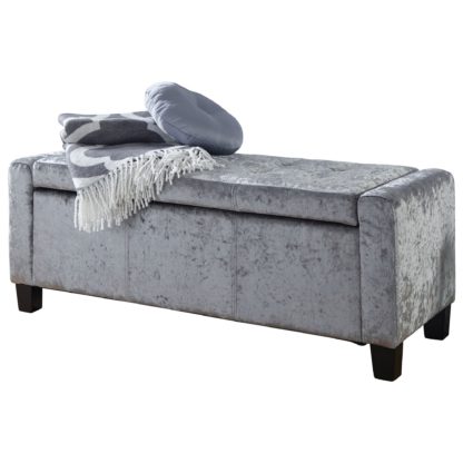 An Image of Verona Crushed Velvet Ottoman Grey