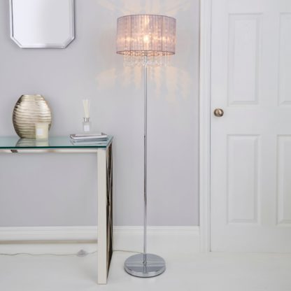 An Image of Riah Jewel Grey Floor Lamp Grey