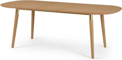 An Image of Edelweiss 6-8 Seat Oval Extending Dining Table, Oak and Brass
