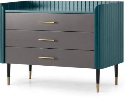 cc7908a001a560772b606a5e67cea418325dc35fc943c0a56ceabc5eb5a8c2ec.jpg An Image of Lali Chest of Drawers, Teal & Brass