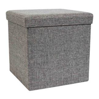 An Image of Foldable Grey Cube Ottoman Grey