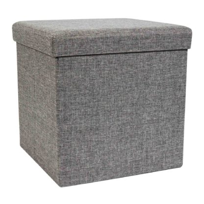 An Image of Foldable Grey Cube Ottoman Grey