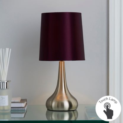 An Image of Rimini Blackcurrent Touch Dimmable Lamp Dark Purple