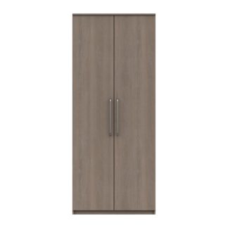 An Image of Parker Beige 2 Door Wardrobe Dark Wood (Brown)