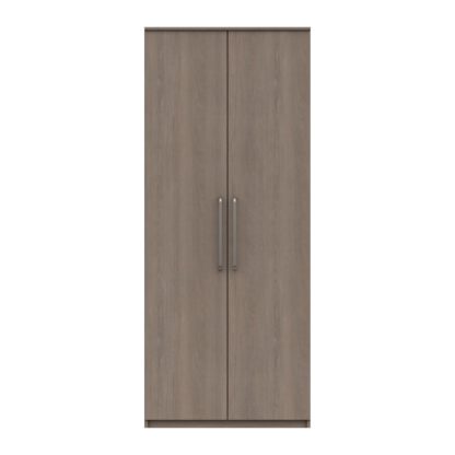 An Image of Parker Beige 2 Door Wardrobe Dark Wood (Brown)