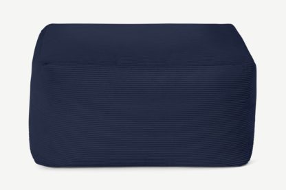 An Image of Loa Square Floor Pouffe, Navy Cord Velvet