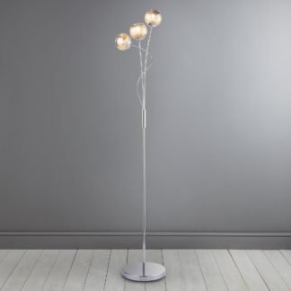 An Image of Arta 3 Arm Smoked Glass Floor Lamp Chrome