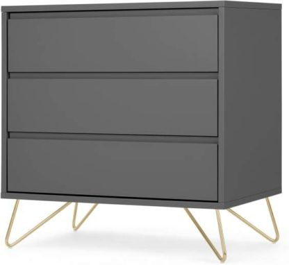 An Image of Elona Compact Chest of Drawers, Charcoal & Brass
