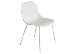 An Image of Muuto Fiber Side Chair Tube Base Normal Shell Natural White