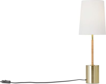 An Image of Lou Table Lamp, Rattan & Brass