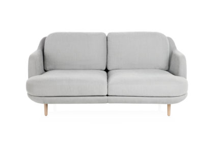 An Image of Fritz Hansen Lune 2 Seater Sofa Linara Eucalypytus Oak Legs