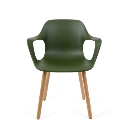 An Image of Vitra Hal Armchair Wood Light Oak/Ivy