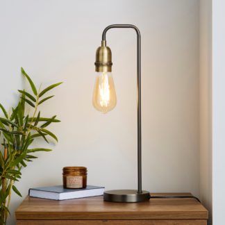 An Image of Marsden Nickel Industrial Table Lamp and Bulb Black