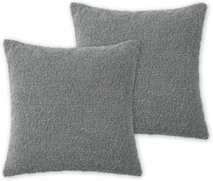 An Image of Teddy Set of 2 Boucle Cushions, 50 x 50cm, Steel Grey