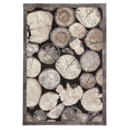 An Image of Cream and Grey Woodland 2099 Rug Grey