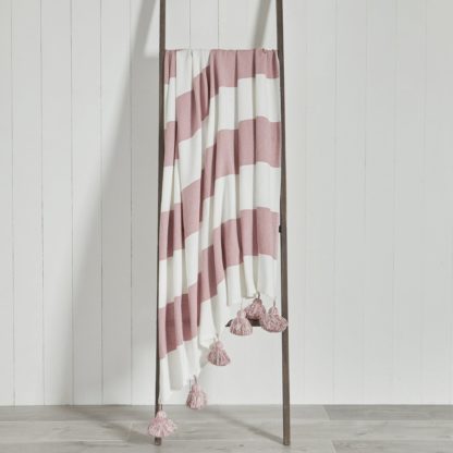 An Image of Lucas Stripe 150cm x 200cm Throw Pink and White