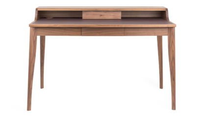 An Image of Pinch Yves Desk Walnut & Aubergine Leather - 2006 Finalist