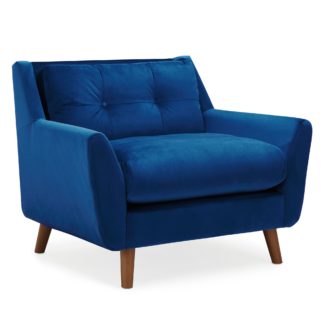An Image of Halston Velvet Snuggle Chair Blue