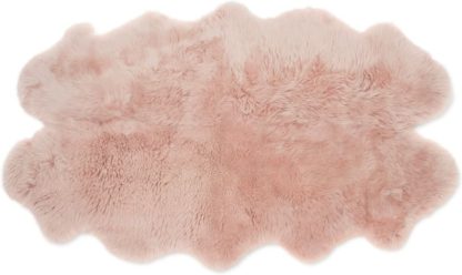 An Image of Helgar Quad Sheepskin Rug 105 x 170cm, Dusky Pink