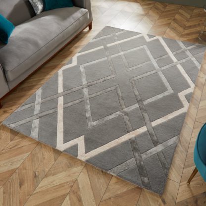 An Image of Trellis Rug Grey