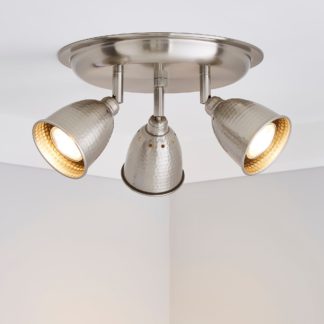 An Image of Filbert 3 Light Hammered Chrome Spotlight Satin Nickel