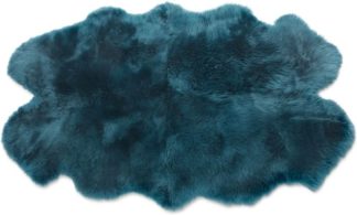 An Image of Helgar Quad Sheepskin Rug 105 x 170cm, Dark Teal