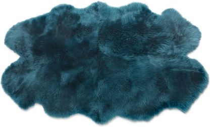 An Image of Helgar Quad Sheepskin Rug 105 x 170cm, Dark Teal