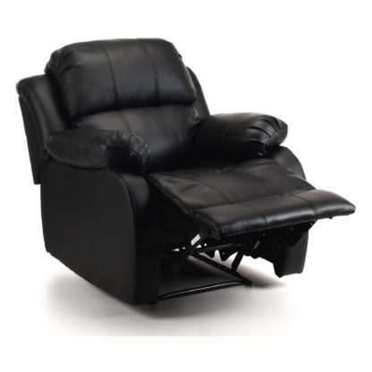 An Image of Anton Bonded Leather Reclining Leather Armchair Black