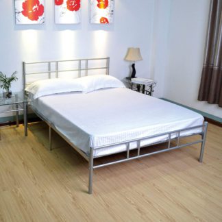 An Image of Morgan Silver Metal Bed Frame Silver