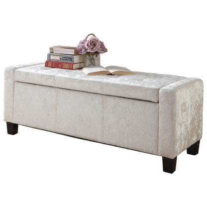 An Image of Verona Crushed Velvet Ottoman Grey