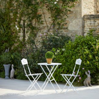 An Image of Churchgate 2 Seater Ivory Metal Bistro Set Off-White