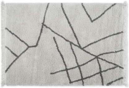 An Image of Moesha Berber-Style Rug, Large 160 x 230cm, Off White & Charcoal Grey