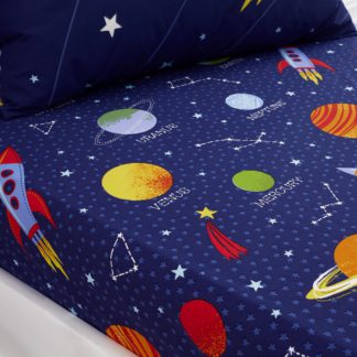 An Image of Space Navy Fitted Sheet Navy (Blue)